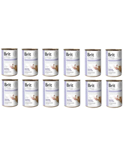BRIT Veterinary Diet Gastrointestinal Salmon&amp;Pea 12x400 g hrana pentru un sistem digestiv sensibil la caini
