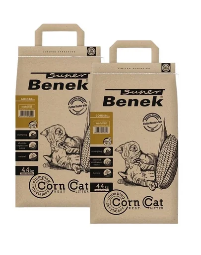 BENEK Super Corn Cat Golden 7 l x 2 (14 l)  Asternut igienic din porumb pentru litiera