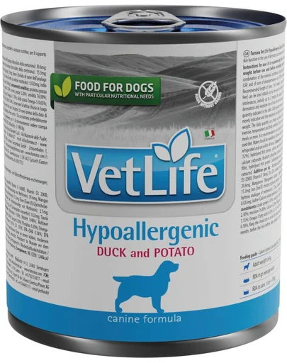 FARMINA VetLife Hypoallergenic Duck &amp; Potato Hrana umeda caini, cu rata si cartofi 300 g