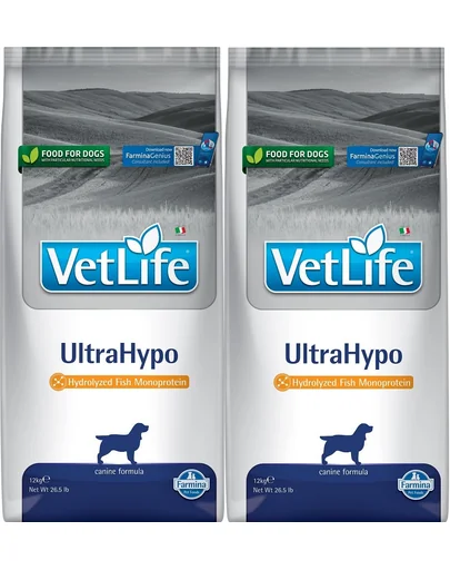 FARMINA Vet Life Ultrahypo Dog 12 kg x 2 dieta caini cu alergii alimentare, diaree recurenta sau dermatita idiopatica