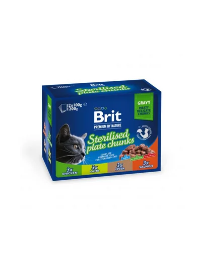 BRIT PREMIUM Pouch Sterile Plate 12x100g Plicuri hrana umeda pisici sterilizate