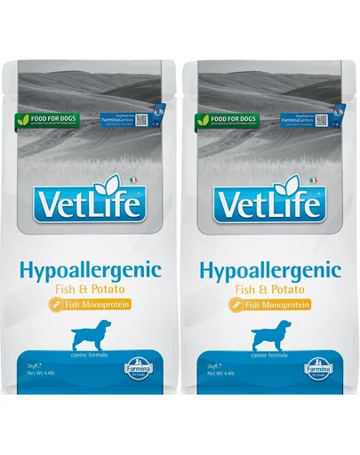 FARMINA Vet Life Hypoallergenic Fish & Potato 2 x 2 kg hrana caini cu alergii