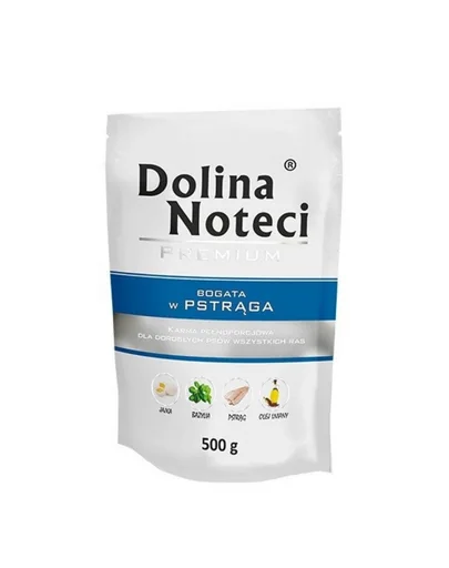 DOLINA NOTECI Premium Plic hrana umeda caini, bogata in pastrav 500 g