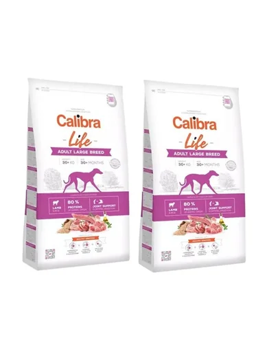 CALIBRA Dog Life Adult Large Breed Lamb hrana uscata superpremium pentru caini adulti de talie mare, cu miel 24 kg (2 x 12 kg)