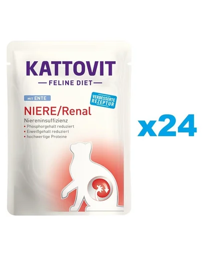 KATTOVIT Feline Diet Niere/Renal hrana umeda dietetica pentru pisici cu afectiuni ale rinichilor, cu rata 24 x 85 g