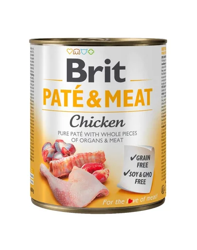 BRIT Pate&amp;Meat Chicken 800 g hrană umedă câini, pateu cu pui