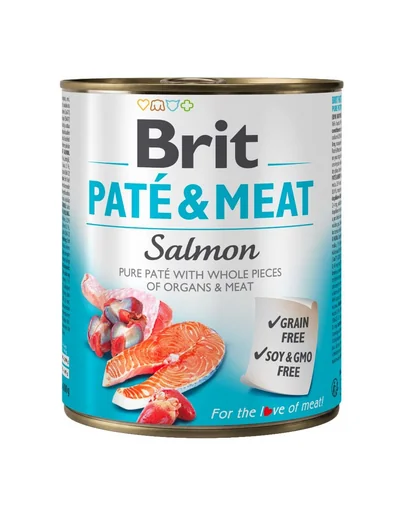 BRIT Pate&amp;Meat salmon 800 g Hrana umeda caine adult, cu somon