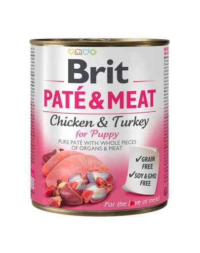 BRIT Pate&amp;Meat puppy 800 g Hrana umeda pentru catei, pateu cu pasare
