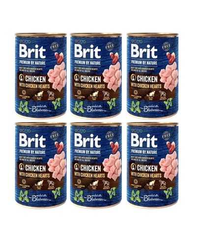 BRIT Premium by Nature Chicken and hearts 6x400 g pui si inimi, hrana naturala caini
