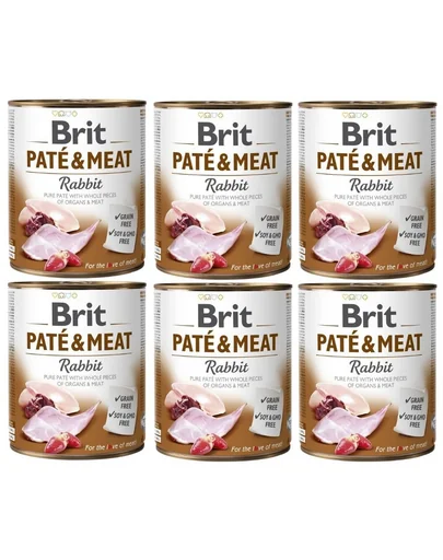 BRIT Pate&amp;Meat rabbit 6 x 800 g Conserva pentru caine, cu iepure