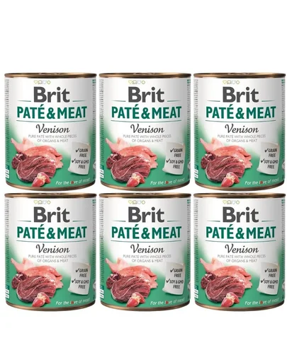 BRIT Pate&amp;Meat venison 6 x 800 g Conserva pentru caine, cu vanat