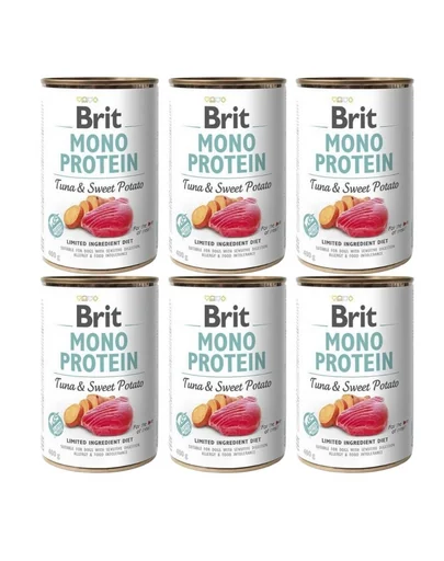 BRIT Mono Protein Tuna &amp; Sweet Potato 6x400 g hrana cu o singura proteina, ton si cartof dulce