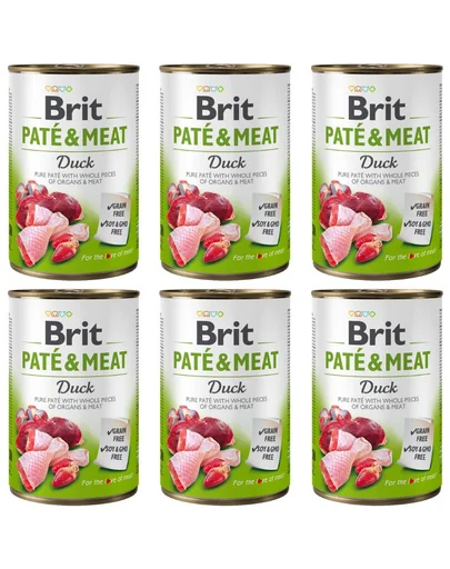 BRIT Pate&amp;Meat Duck 6x400 g hrană câini, pateu cu rață