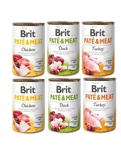 BRIT Pate&amp;Meat Mix arome de pasare 6x400 g pate caini