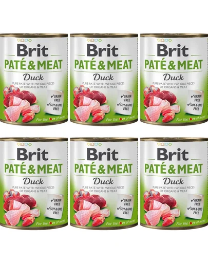 BRIT Pate&amp;Meat Duck 6x800 g hrană câini, pateu cu rață