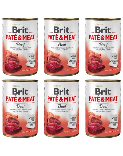 BRIT Pate&amp;Meat Beef 6x400 g pate cu vita pentru caini
