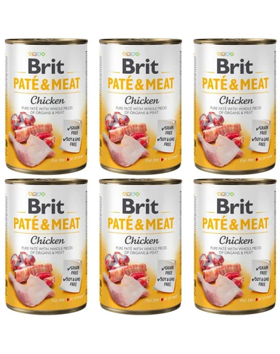 BRIT Pate&amp;Meat Chicken 6x400 g pate cu pui, hrana caine
