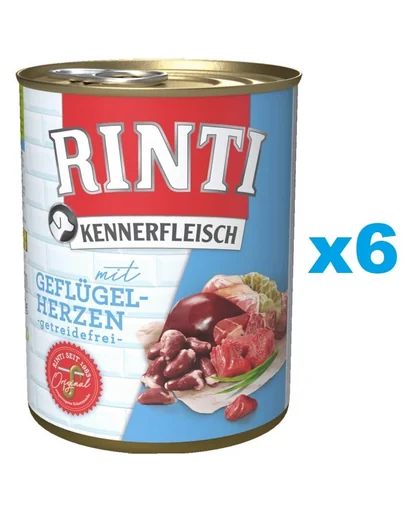RINTI Kennerfleisch Poultry hearts 6x400 g hrana umeda caini, inimi de pasare