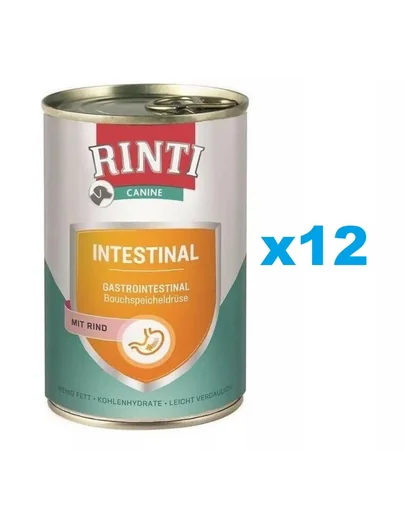 RINTI Canine Intestinal beef 12x400 g cu vita, pentru caini
