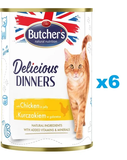 BUTCHER'S Delicious Dinners pui in aspic, hrana pisici 6 x 400g