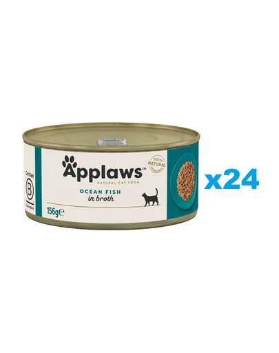 APPLAWS Cat Adult Ocean Fish in Broth 24x156 g cu peste oceanic, hrana pisica in supa
