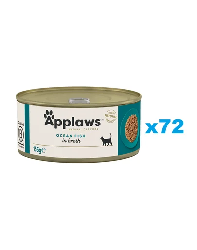 APPLAWS Cat Adult Ocean Fish in Broth 72x156 g hrana pisica in supa, peste oceanic