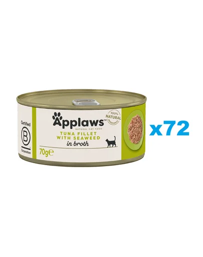 APPLAWS Cat Adult Tuna with Seaweed in Broth ton cu alge 72x70 g pentru pisica