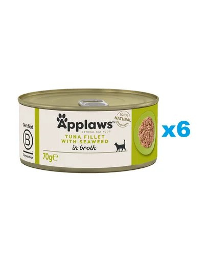 APPLAWS Cat Adult Tuna with Seaweed in Broth 6x70 g hrana umeda pisica, ton si alge