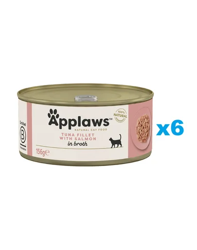 APPLAWS Cat Adult Tuna with Salmon in Broth Mancare umeda pisici, cu ton si somon in sos 6x156 g