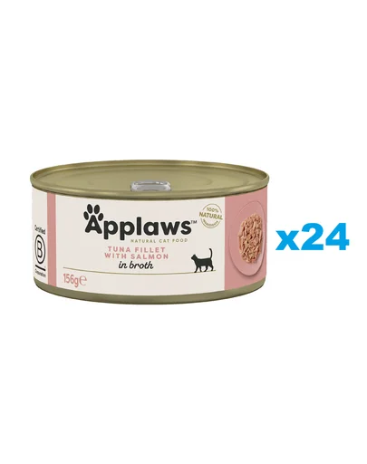 APPLAWS Cat Adult Tuna with Salmon in Broth Set conserve pisica, cu ton si somon in sos 24x156 g