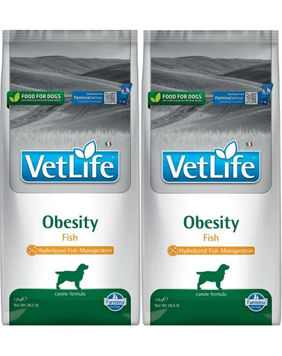 FARMINA Vet Life Obesity Fish 12 kg x 2 hrana dietetica pentru caini supraponderali, cu peste