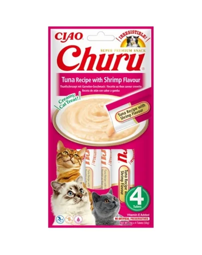 INABA Churu Tuna with shrimp 4x14g piure din ton si creveti pentru pisica