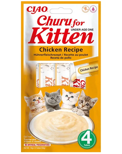 INABA Churu Kitten Chicken 4x14 g snack cremos pentru pisoi, cu pui