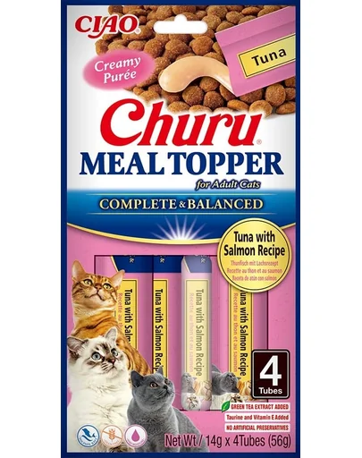 INABA Meal Topper Tuna Salmon 4x14 g supliment cremos cu ton si somon pentru pisici