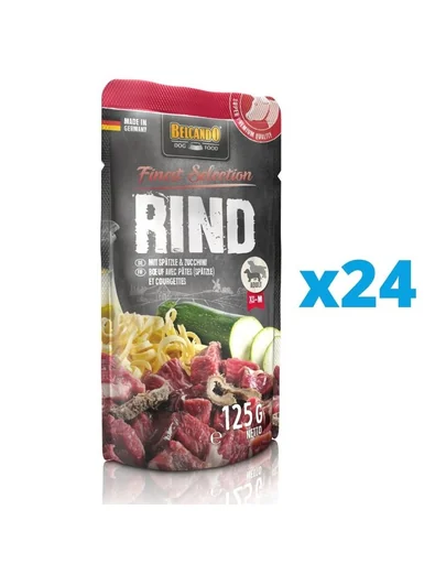 BELCANDO Finest Selection hrana umeda pentru caini, cu vita, taitei de casa si dovlecei 24x125 g