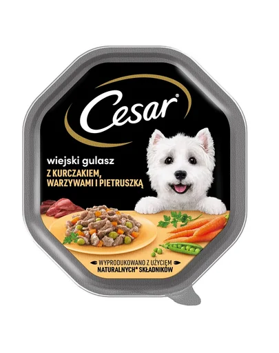 CESAR tacka 150 g hrana umeda pentru caini adulti in sos de pui, legume si patrunjel