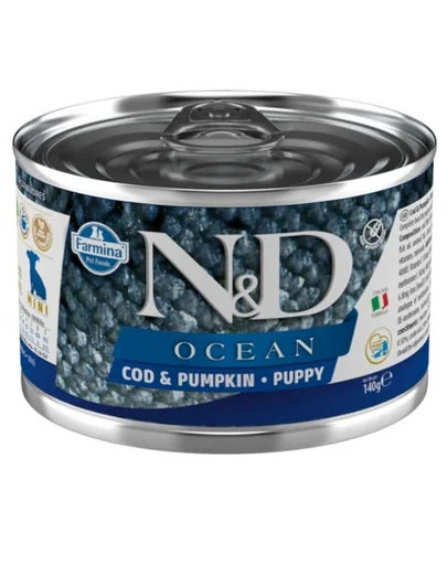 FARMINA N&amp;D Oceean Dog Puppy Codfish, pumpkin 140 g Hrana umeda catel, cu cod si dovleac