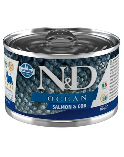 FARMINA N&amp;D Ocean Dog Salmon, codfish 140 g Conserva pentru caine, cu somon si cod