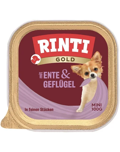 RINTI Gold Duck&amp;Poultry Mini rata si pasare conserva hrana pentru caini 100 g