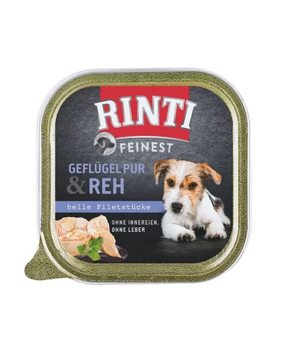 RINTI Feinest Poultry Pure&amp;Deer pasare si cerb conserva pentru caini 150 g