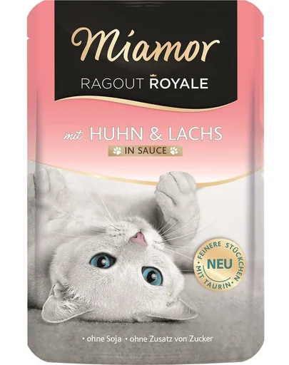 MIAMOR Ragout Royale in Sauce Chicken&amp;Salmon pliculet cu sos pentru pisici 100 g pui si somon