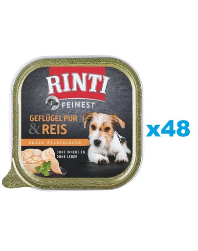 RINTI Feinest Poultry Pure&amp;Rice hrana caini 48x150 g pasare si orez