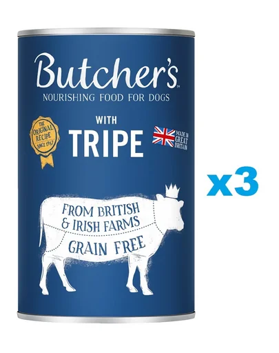 BUTCHER'S Original Tripe Mix hrana pentru caini, cu rumen, pate 3x1200g