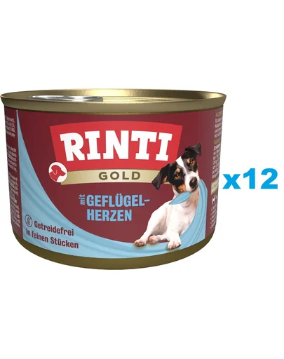 RINTI Gold Poultry hearts Mini 12x185 g hrana caine talie mica, inimi pasare