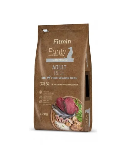 FITMIN Dog Purity Hrana uscata caini adulti, cu peste vanat si orez 12 kg