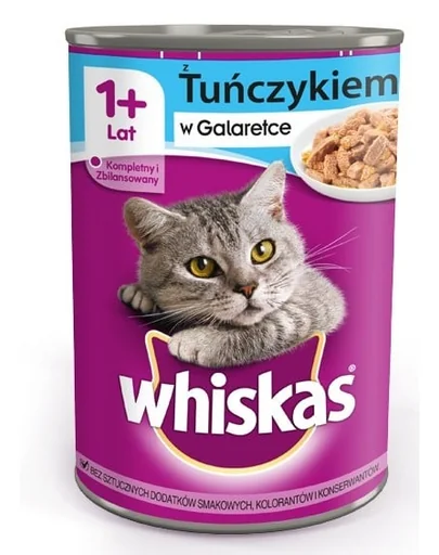 WHISKAS Adult conserva 400 g - hrana umeda completa pentru pisici adulte, bucati cu ton in jeleu
