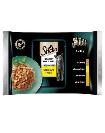 SHEBA Delicacy Plicuri hrana umeda in aspic, cu pasare pentru pisici 4x85g