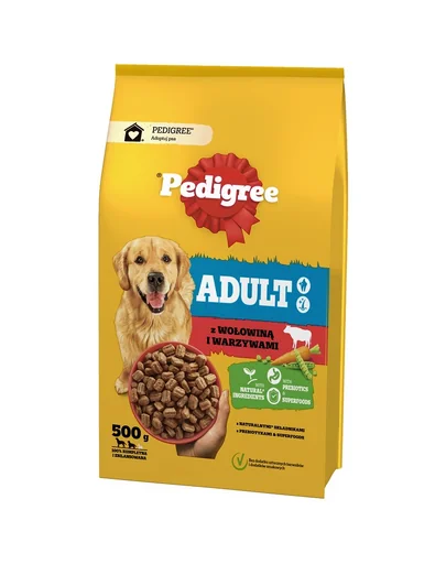 PEDIGREE Adult 500 g hrana cu vita si legume pentru caini de talie mare si medie