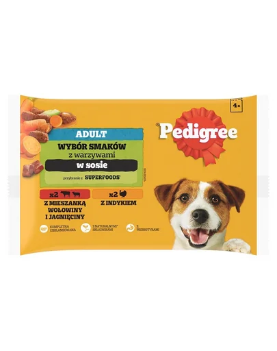 PEDIGREE Mix arome in sos 4x100g vita si miel, curcan