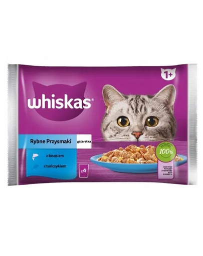 WHISKAS Delicii din peste cu somon si ton in aspic 4x85g hrana umeda pisica
